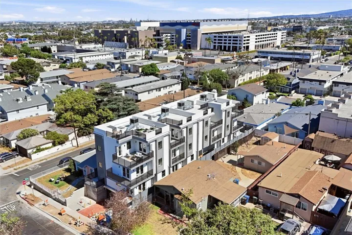 Aerial view of the building