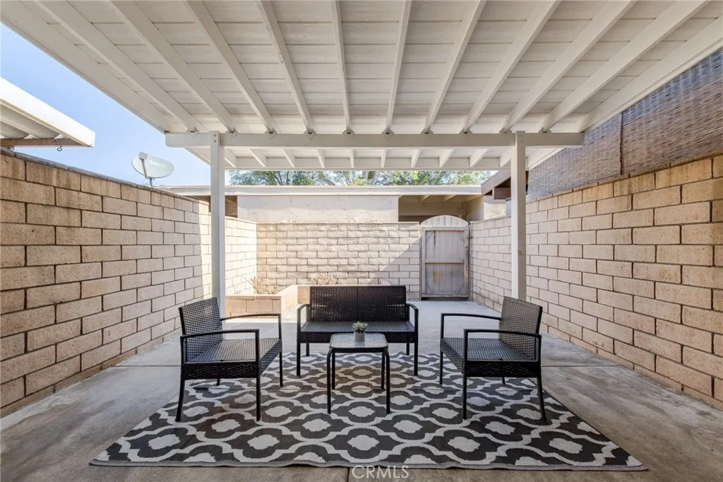Covered patio going towards parking
