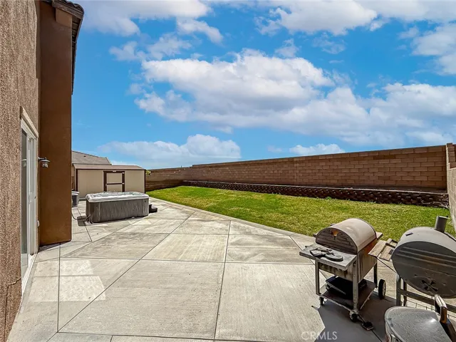 Backyard with hot tub
