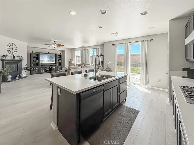 kitchen with open concept to family room
