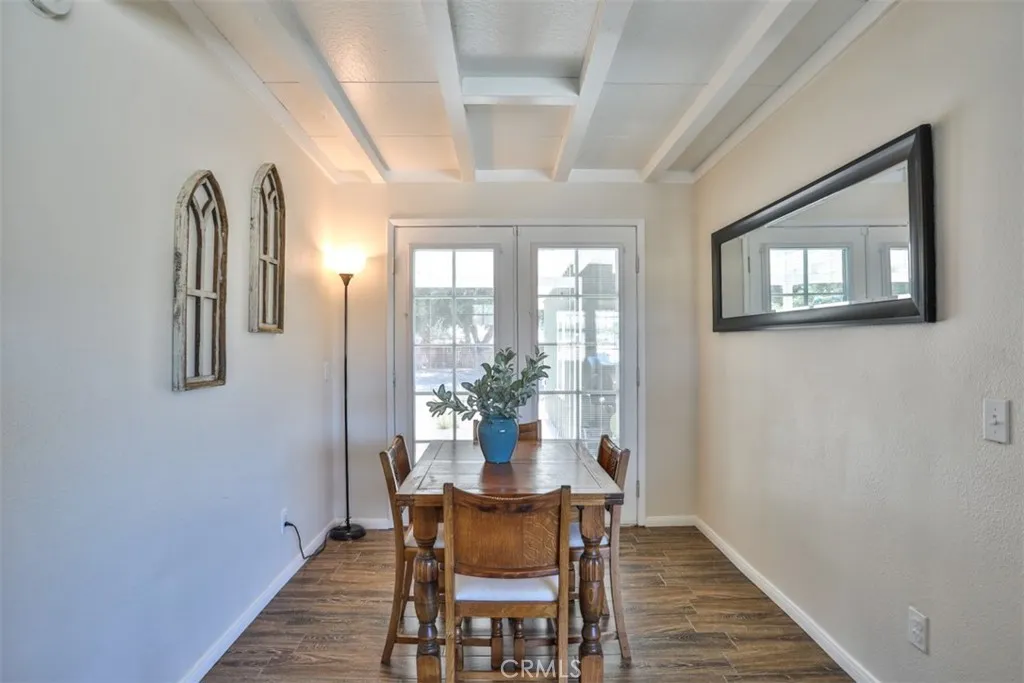 Dining room overlooks the backyard