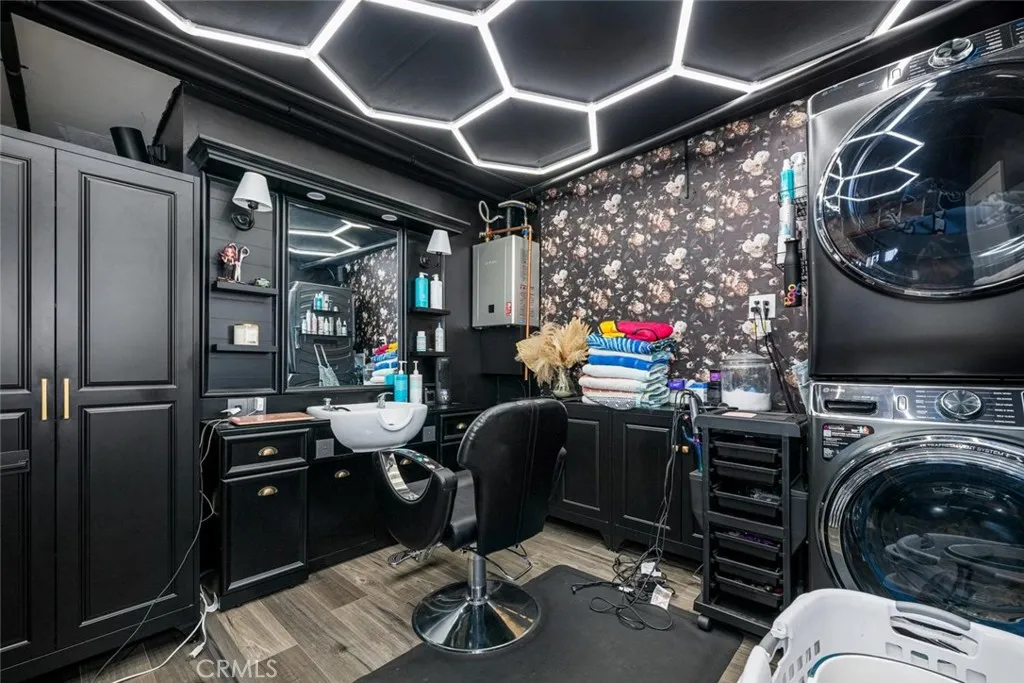 Garage: In addition to the tankless water heater, you have your very own salon.