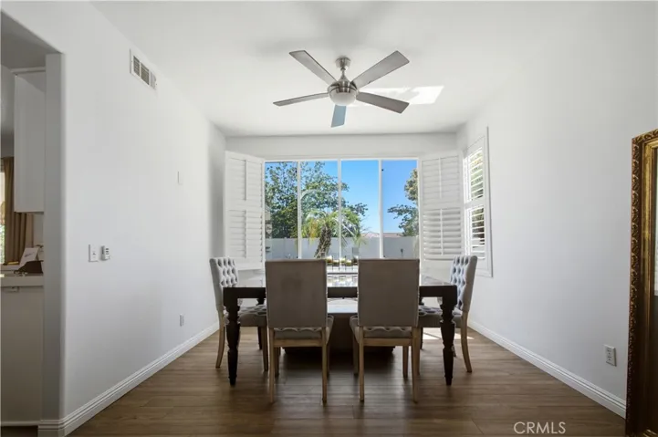 Dining area overlooking the pool