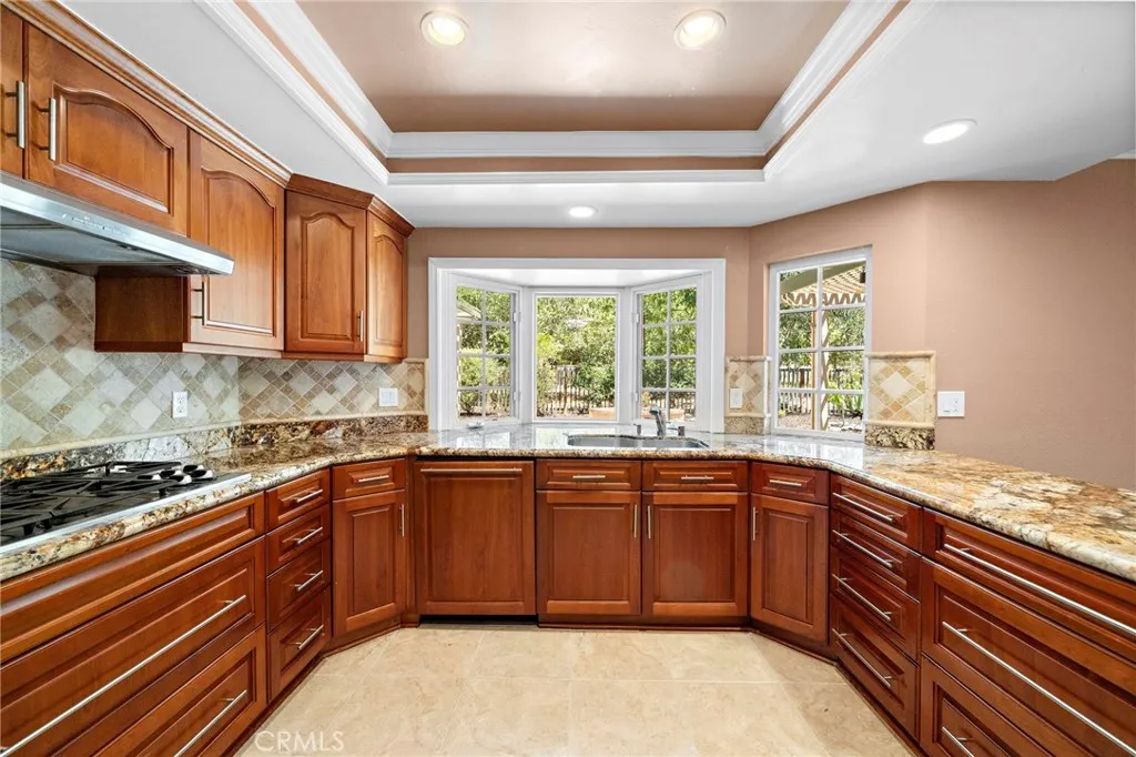 Beautiful views of backyard from the kitchen.