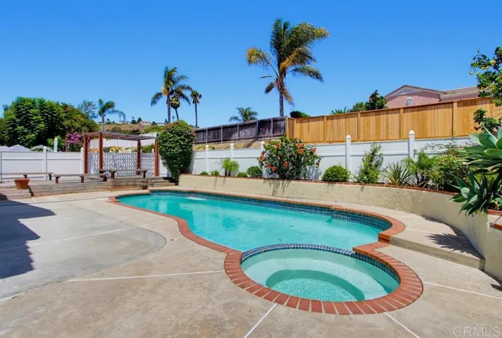 Large patio and fresh landscaping