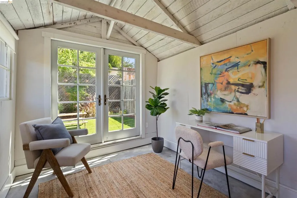 French doors with grid paneling providing outdoor access