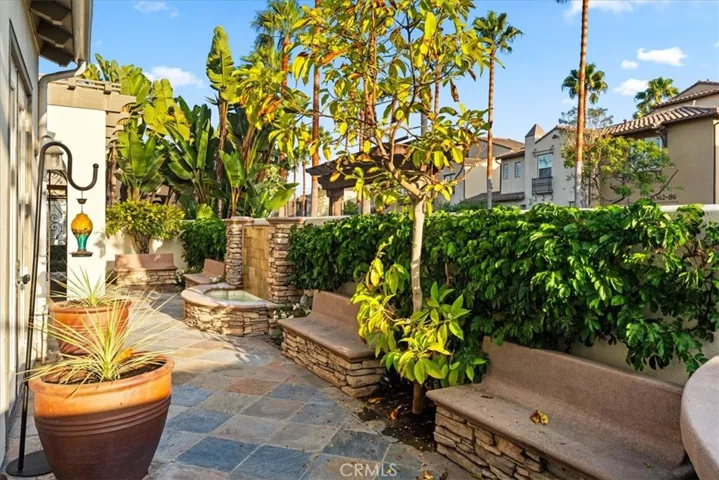 Sunny private courtyard with fountain