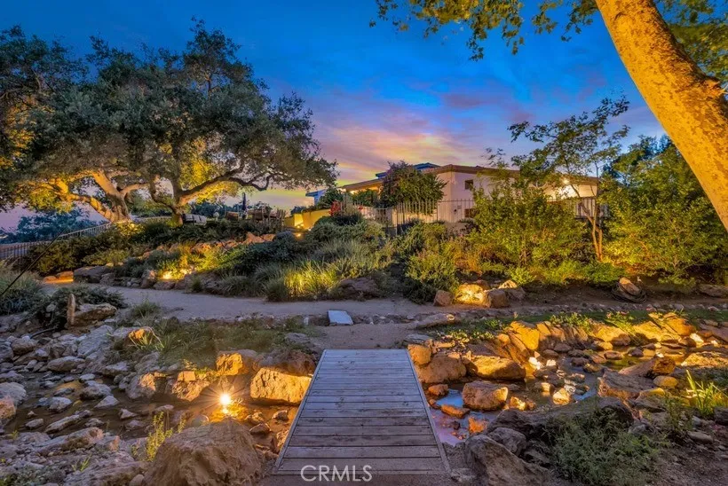 Night View  by bridge and Waterfall