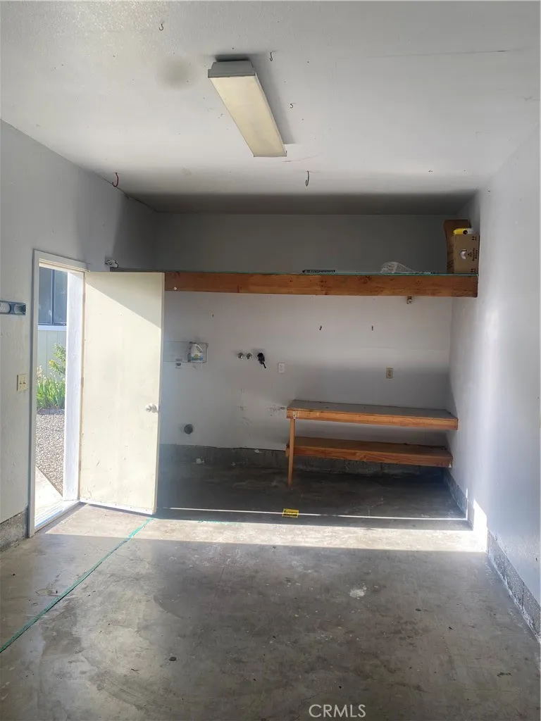 Laundry area in garage.