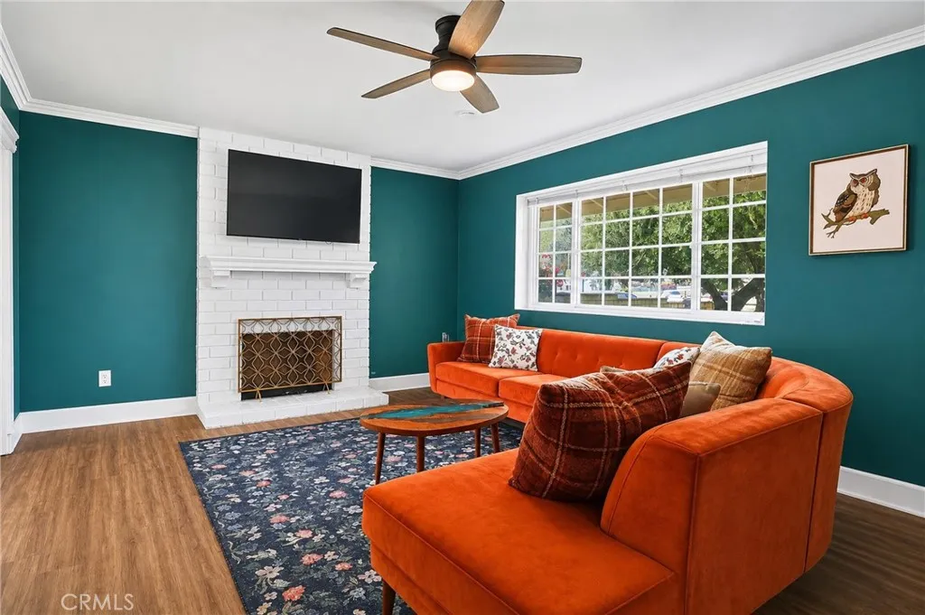 living room with fireplace