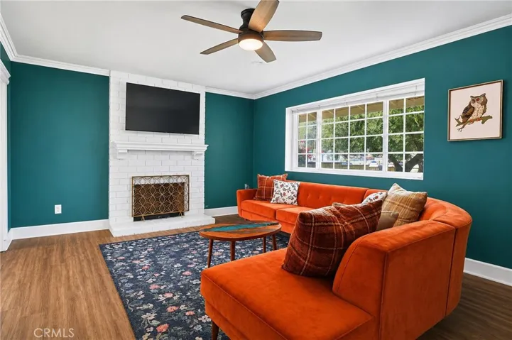 living room with fireplace
