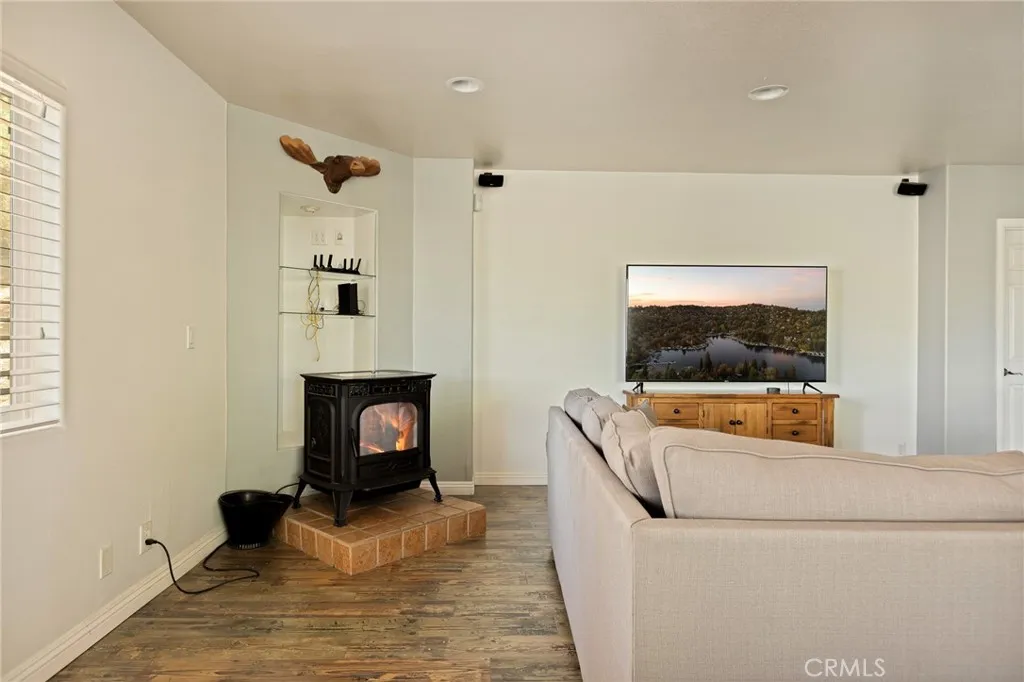 Family room with pellet stove.