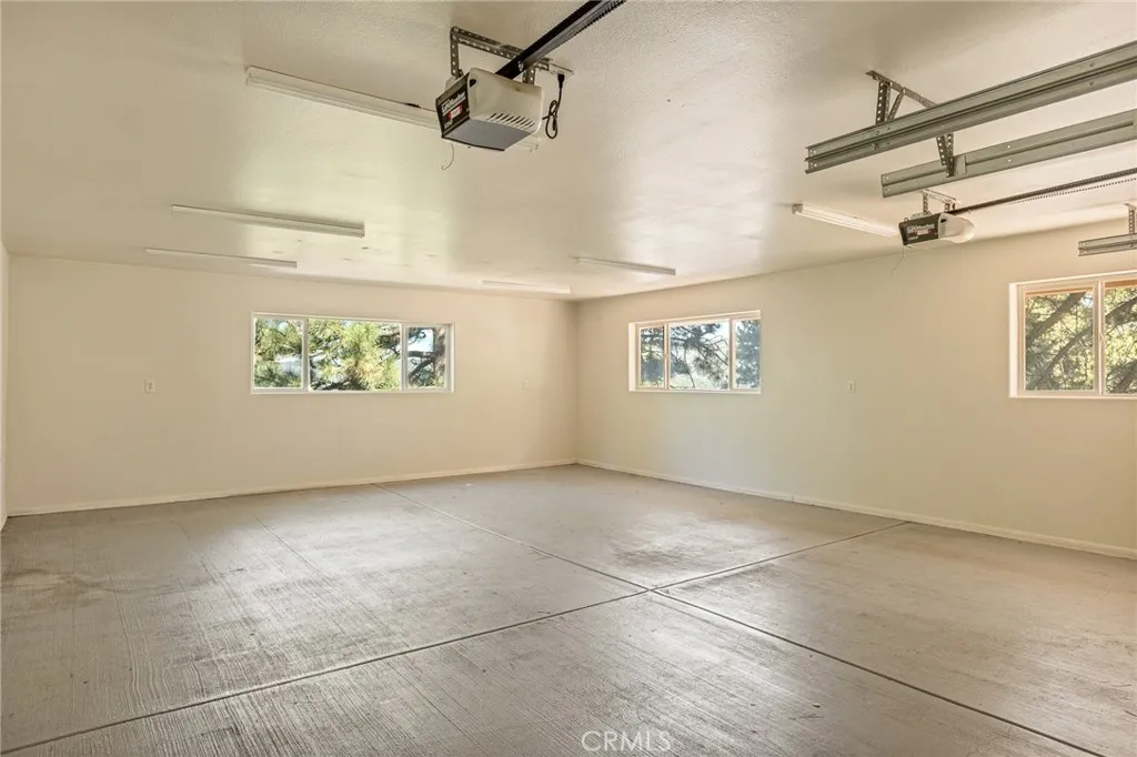 Attached oversized two car garage.