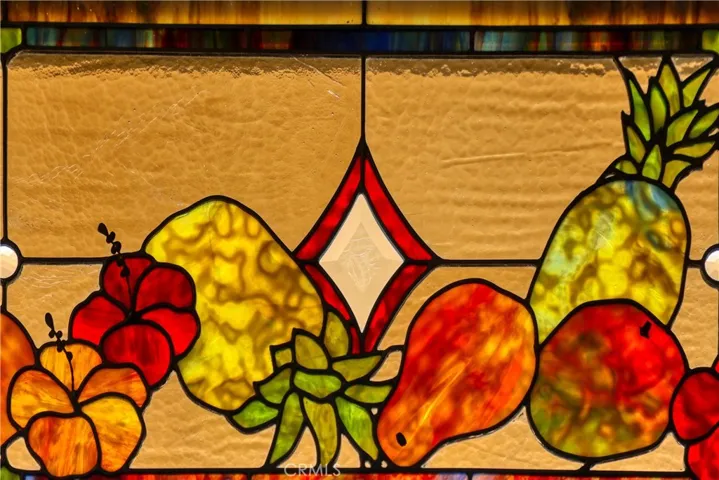 Custom made stain glass throughout property