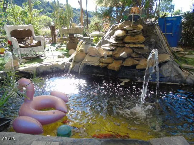 pond and waterfall