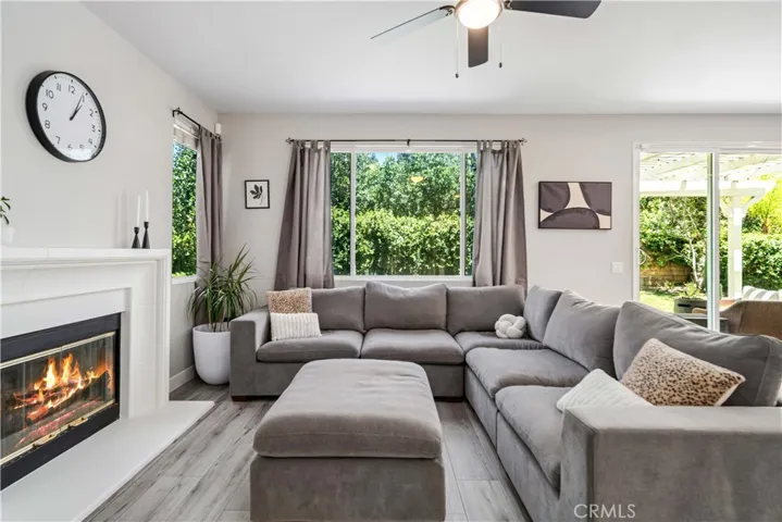 Virtually staged to add flames in fireplace