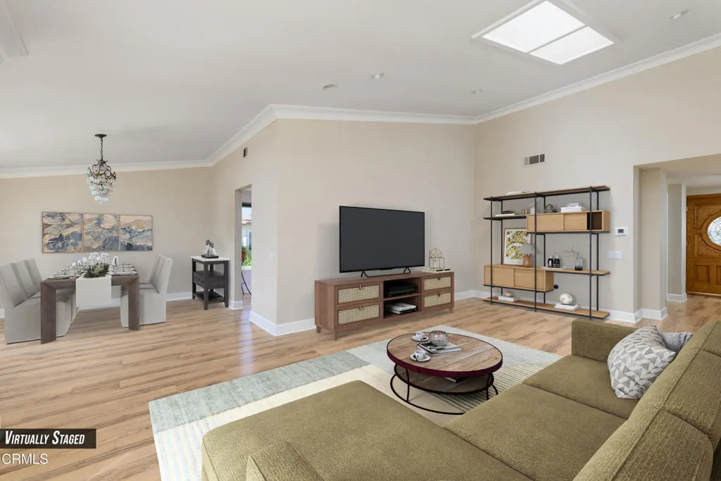 Digitally staged living room