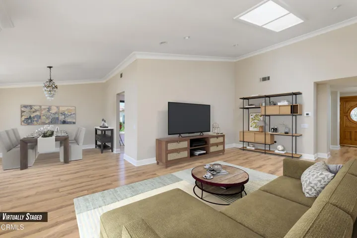 Digitally staged living room
