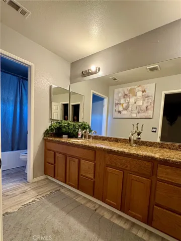 Upstairs Hallway Bathroom Grooming Area With Bathing Room in the Background