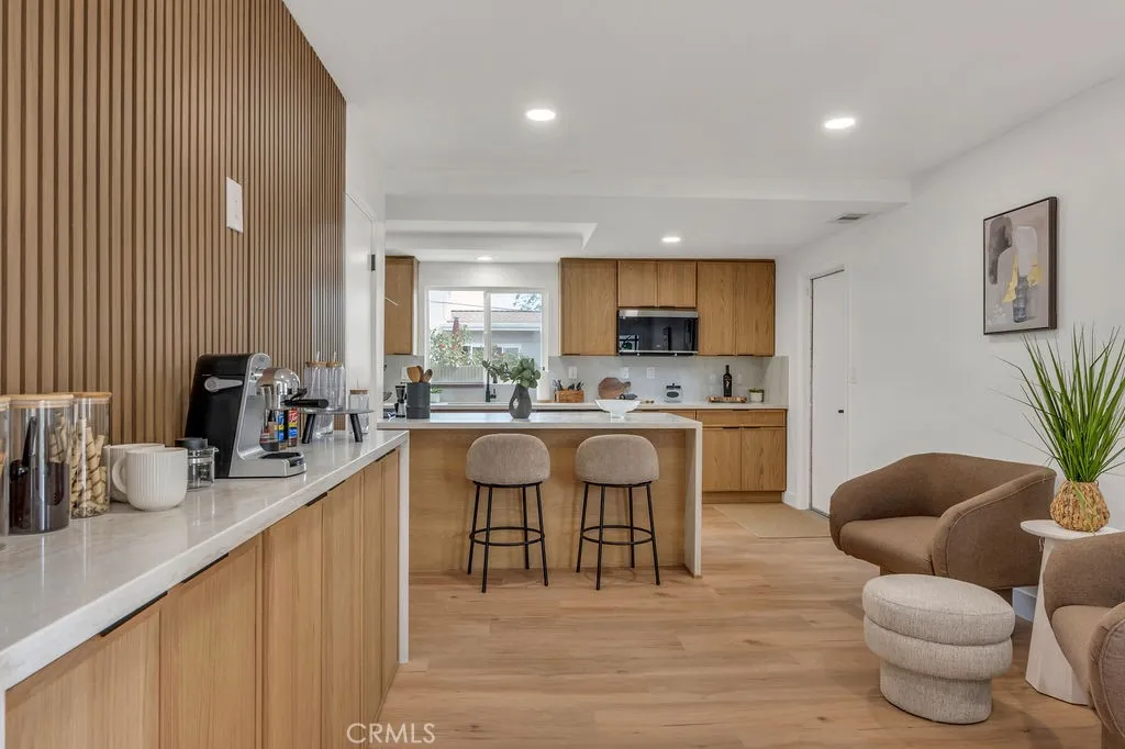 family room with kitchen