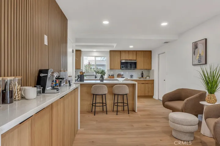 family room with kitchen