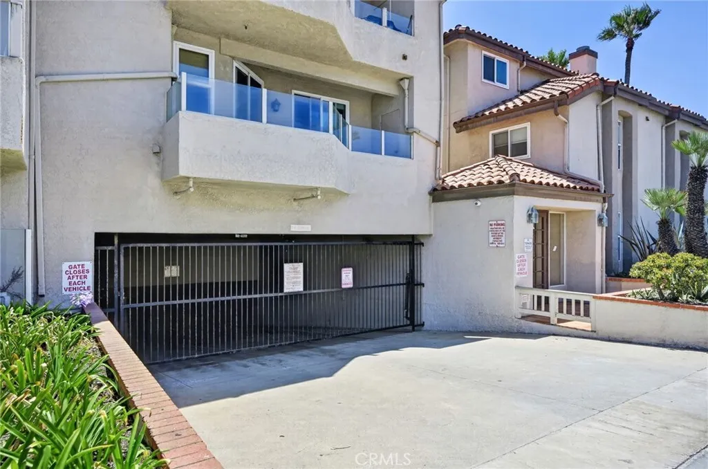 Entrance to the gated subterranean garage