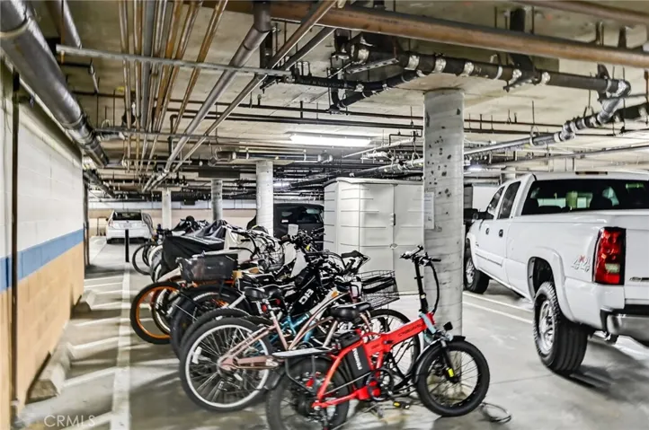 Bike parking in the subterranean gate garage.