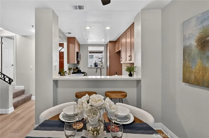 View of the upgraded kitchen from the dining room.