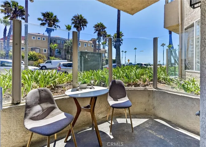 Downstairs Patio off the Living Room has an ocean view