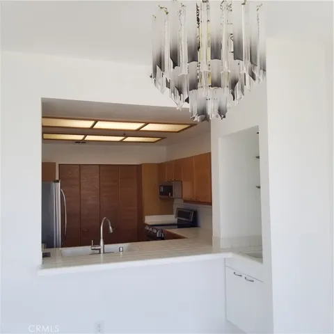 View from dining area into the kitchen area