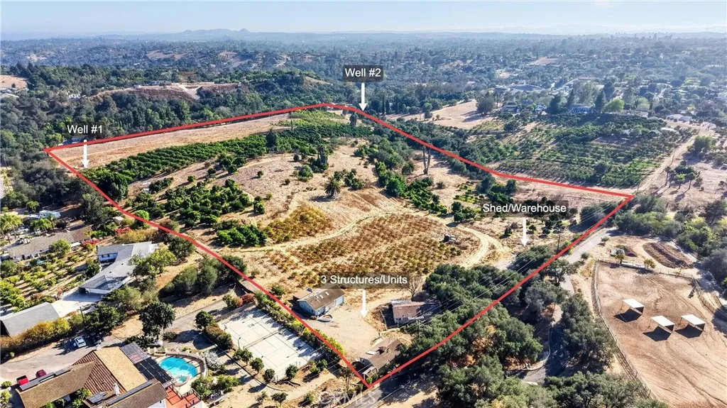 ENTIRE  30  ACRES   SHOWING  WELL SITES APPROX LOCATIONS , UNITS  AND  GARAGE  BARN"WAREHOUSE"
