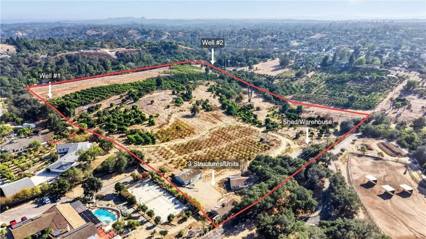 ENTIRE  30  ACRES   SHOWING  WELL SITES APPROX LOCATIONS , UNITS  AND  GARAGE  BARN"WAREHOUSE"