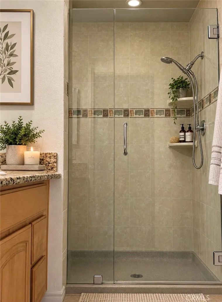 Master bathroom.  A I generated furnishing