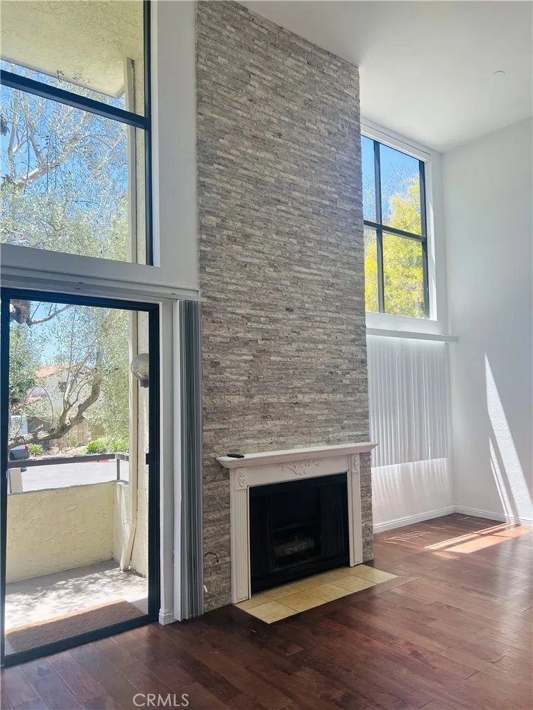 Updated stone face fireplace
