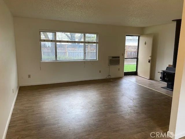 Open living area with solid surface floors