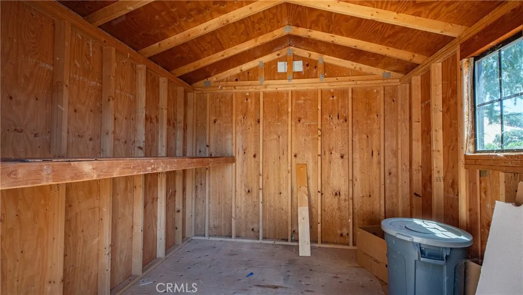 Inside the storage shed.