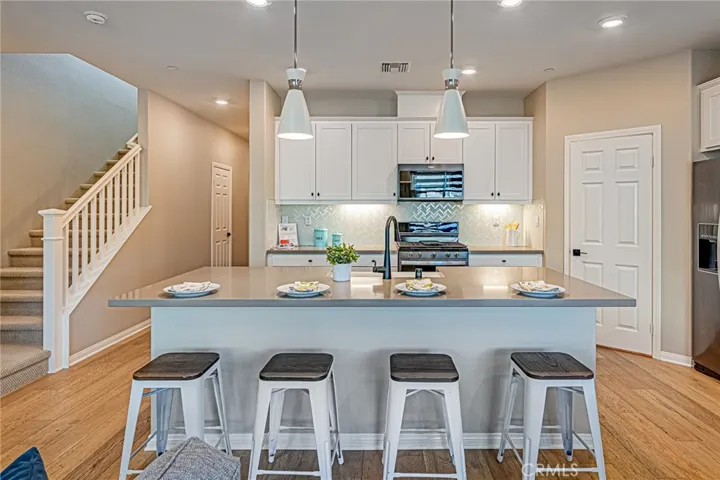 Spacious center island with a dedicated eating area