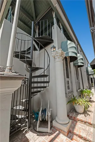 Staircase from balcony to the ground floor