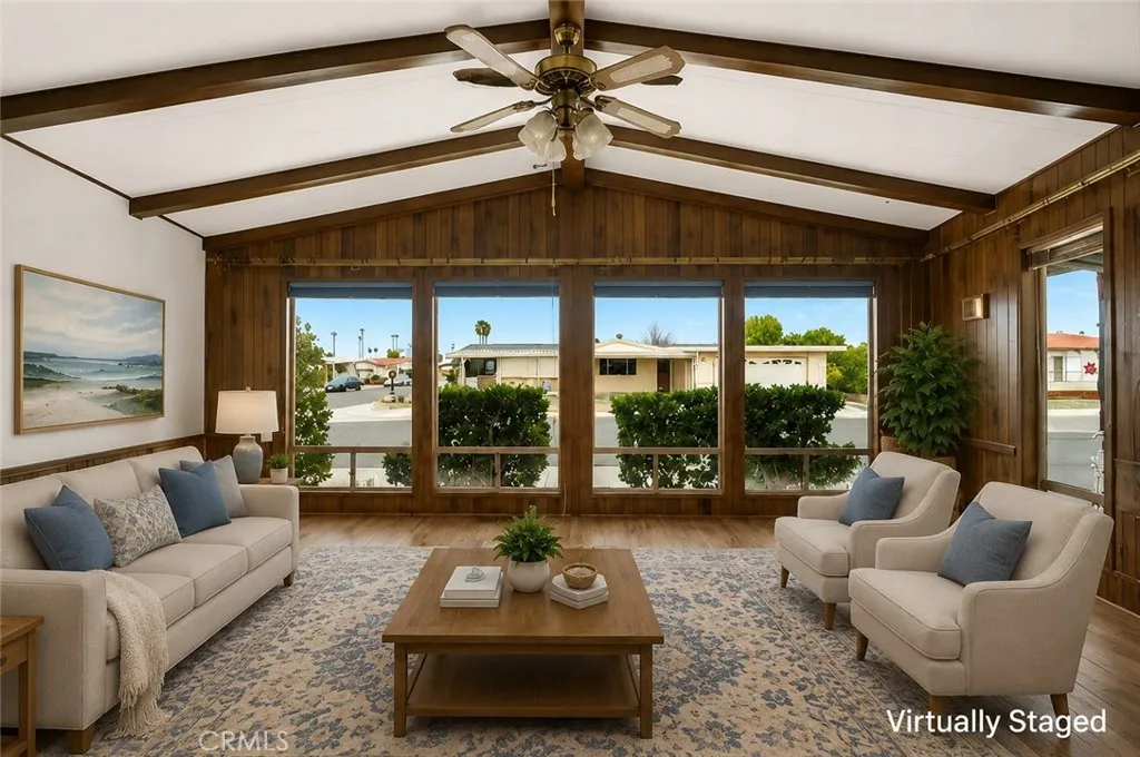 Virtually Staged Family Room with Large Windows