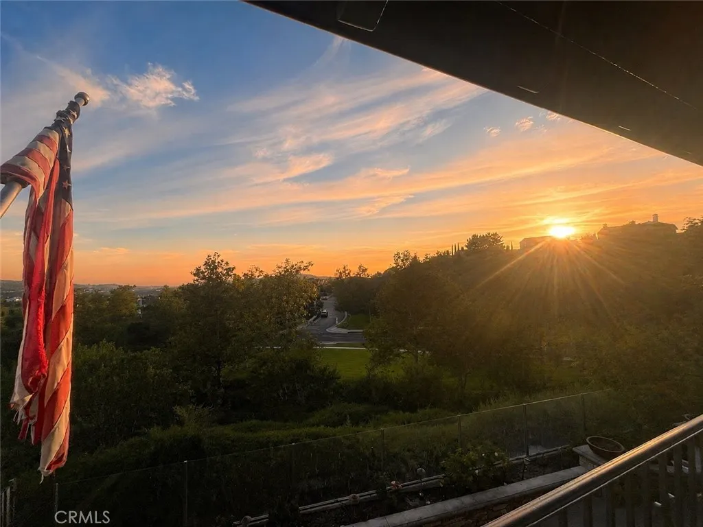 sunset views from the second-floor balcony