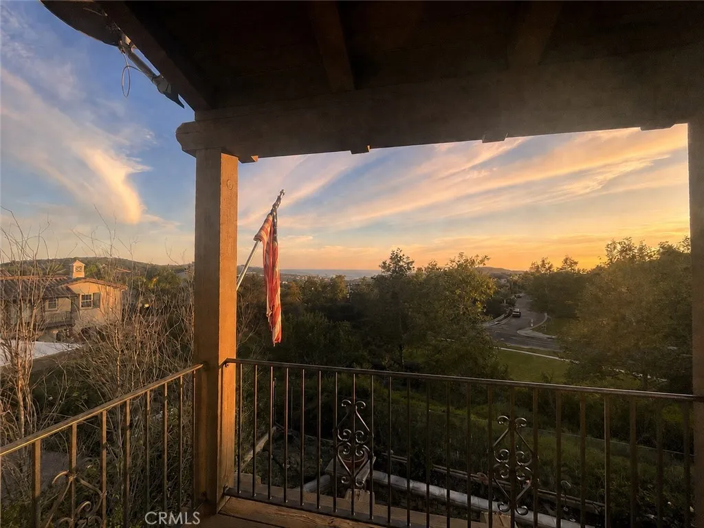 sunset views from the second-floor balcony