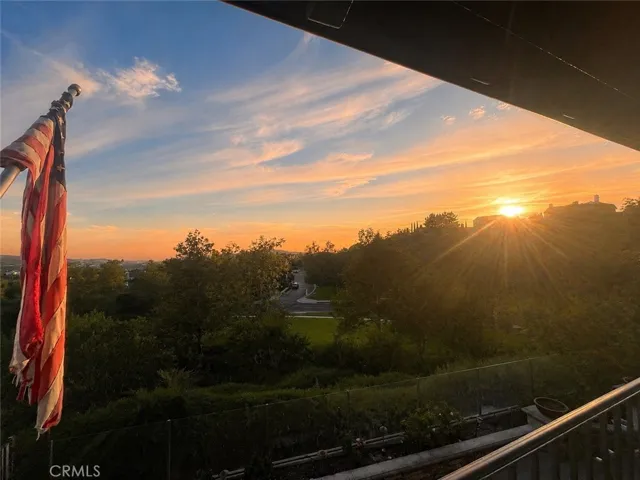 sunset views from the second-floor balcony