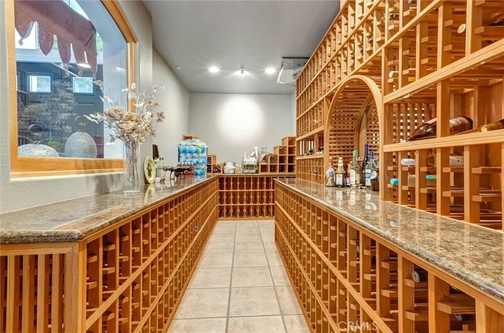 Climate controlled wine cellar.
