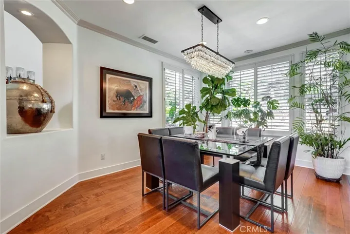 Formal Dining Room with views of backyard and waterfall