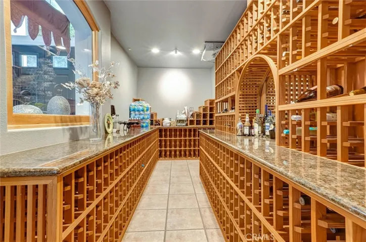 Climate controlled wine cellar.