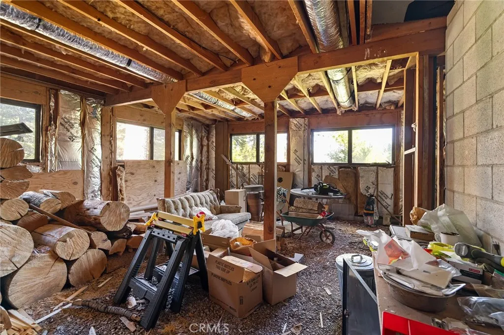 Unfinished walkout basement storage area