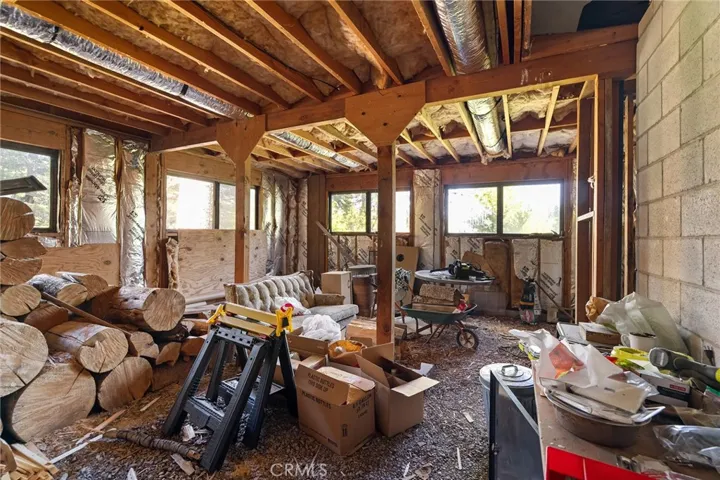 Unfinished walkout basement storage area