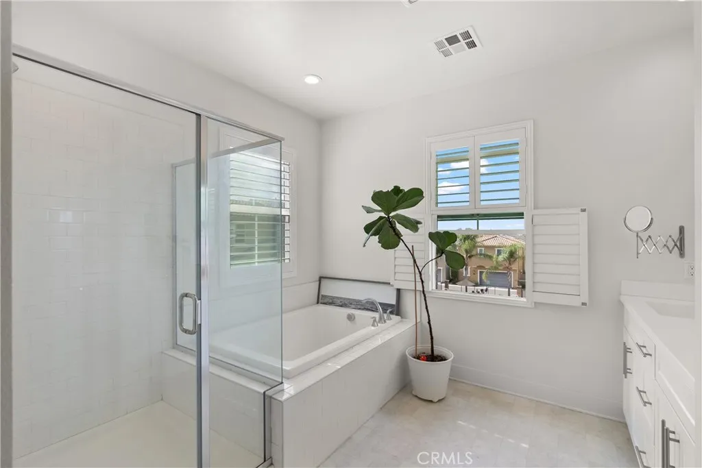 Separate walk-in shower and bathtub Separate walk-in shower and bathtub