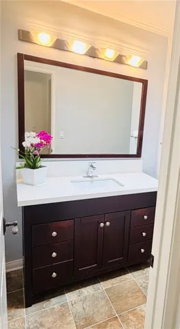 Upgraded full hall bath with new counter and fixtures