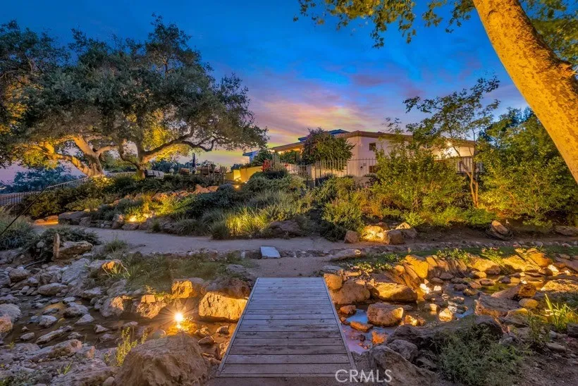 Night View  by bridge and Waterfall